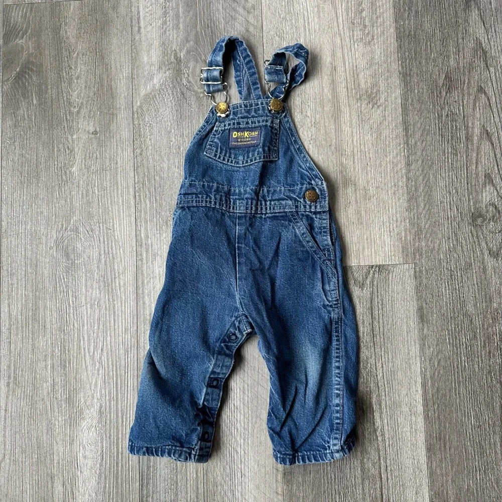 OshKosh B'gosh Vintage Denim Overalls Shortall 6-9 Months